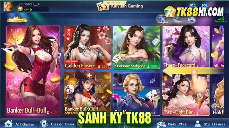 Sảnh KY TK88 – Game Bài Đổi Thưởng Uy Tín